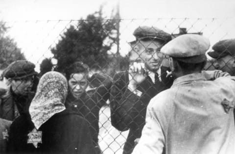 Lodz, Poland, Jews being separated from their relatives before their deportation to the camps